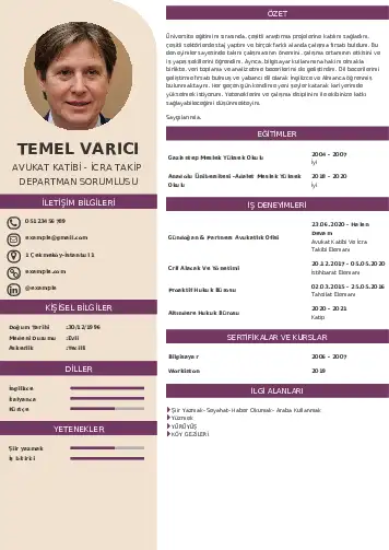 Hukuk Sekreteri Cv Örnekleri cv indir